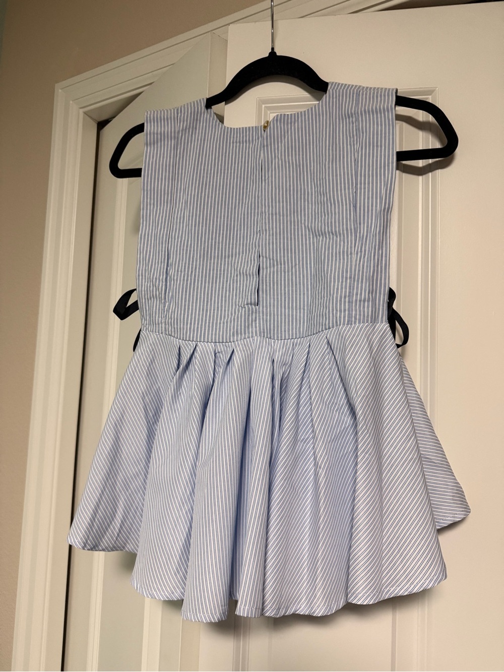 Light Blue and White Striped Peplum Tunic